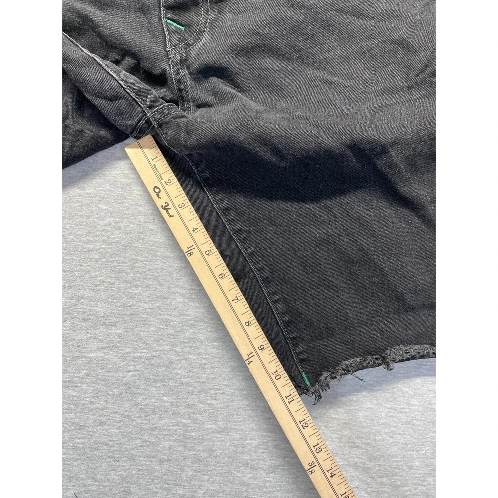 True Religion Jean Shorts Mens 38 Black Denim Ricky Relaxed Straight Fit Raw Hem